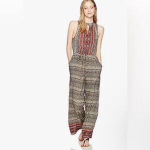 Angie Sleeveless Printed Wide-Leg Jumpsuit in Black, Cream & Red